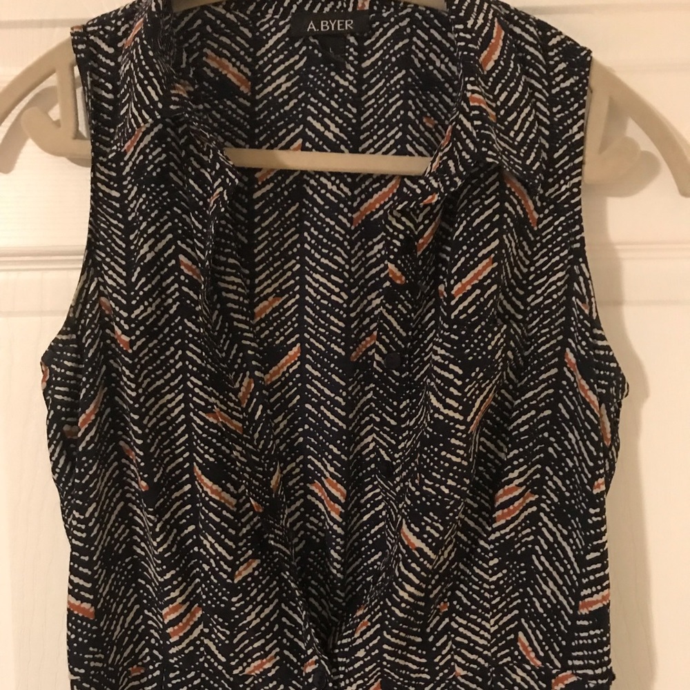 Navy Sleeveless Silk Dress